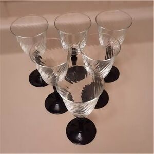 Black Stem Onyx Swirl Wine Glasses - Set of 6